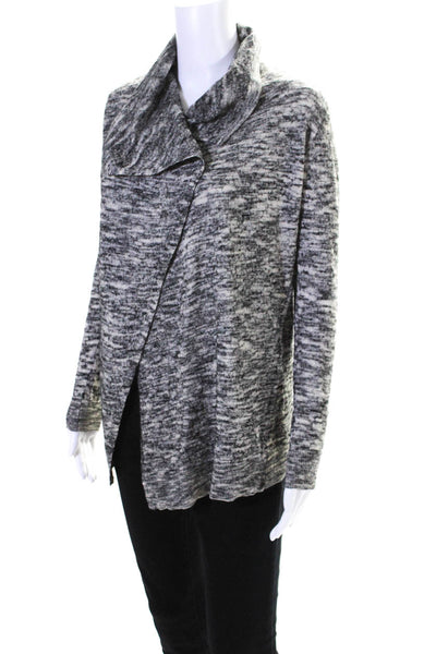 Theory Womens Long Waterfall Open Front Cardigan Sweater Gray Wool Size Small