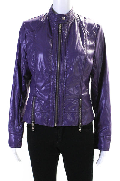 Max Mara Womens Lightweight Full Zip High Neck Windbreaker Jacket Purple Size XL