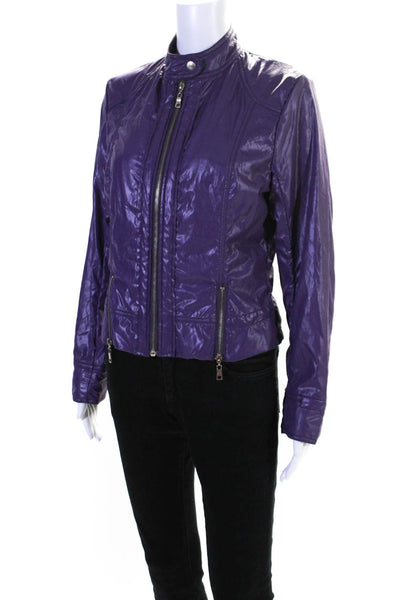 Max Mara Womens Lightweight Full Zip High Neck Windbreaker Jacket Purple Size XL