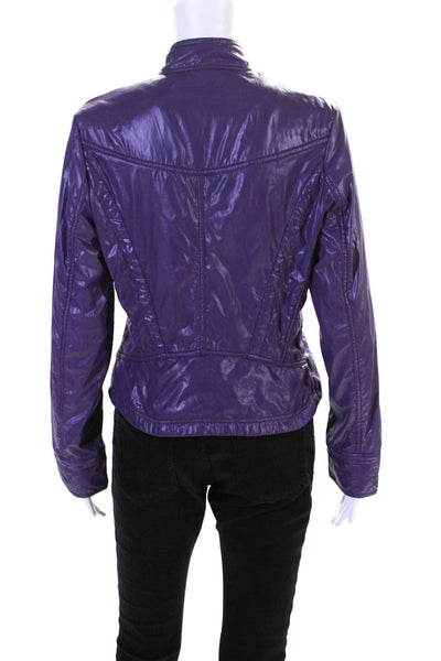 Max Mara Womens Lightweight Full Zip High Neck Windbreaker Jacket Purple Size XL