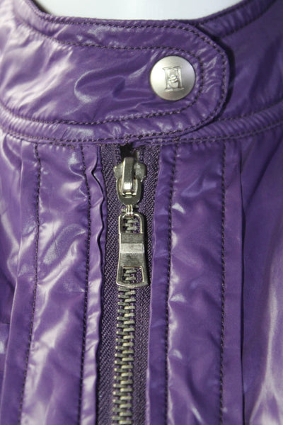 Max Mara Womens Lightweight Full Zip High Neck Windbreaker Jacket Purple Size XL