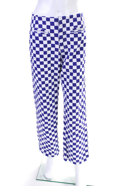 Holiday Emma Mulholland Womens Checkerboard Straight Leg Jeans Blue White Medium