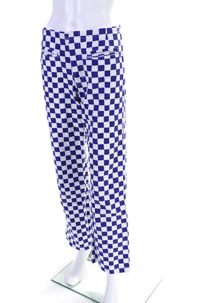 Holiday Emma Mulholland Womens Checkerboard Straight Leg Jeans Blue White Medium