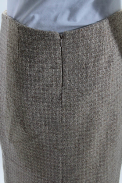 Tracy Reese Womens Woven Tweed Rhinestone Pencil Skirt Beige Wool Size 2