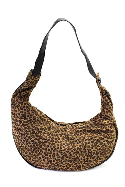 Bottega Veneta Womens Brown Leopard Print Zip Hobo Shoulder Bag Handbag