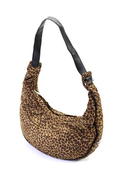 Bottega Veneta Womens Brown Leopard Print Zip Hobo Shoulder Bag Handbag