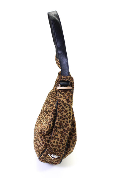 Bottega Veneta Womens Brown Leopard Print Zip Hobo Shoulder Bag Handbag