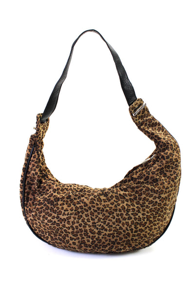 Bottega Veneta Womens Brown Leopard Print Zip Hobo Shoulder Bag Handbag