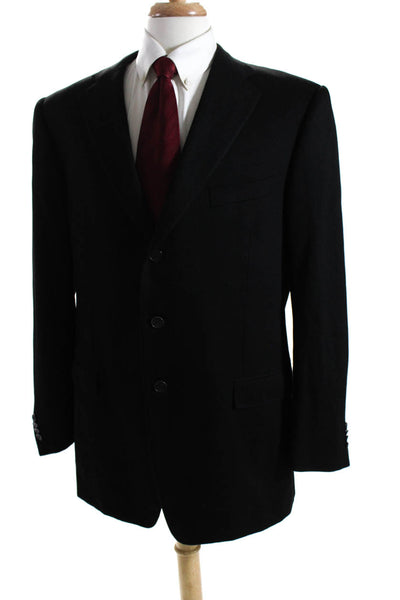 Ermenegildo Zegna Mens Fleece Three Button Blazer Jacket Black Cashmere IT 56