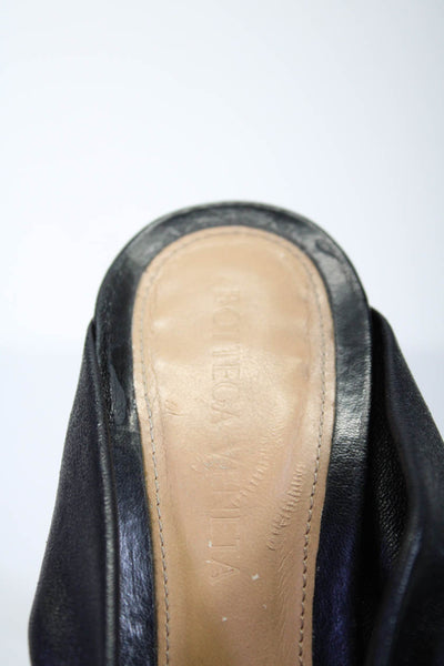 Bottega Veneta Womens Square Toe Stiletto Mules Pumps Black Leather Size 35 5