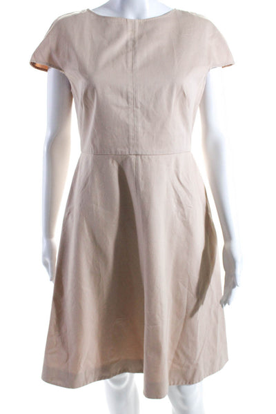 Valentino Womens Cotton Round Neck Short Sleeve Zip Midi Dress Pink Size EUR44