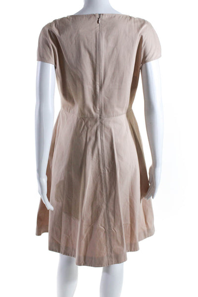 Valentino Womens Cotton Round Neck Short Sleeve Zip Midi Dress Pink Size EUR44