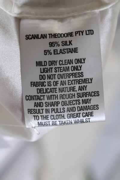 Scanlan Theodore Womens Silk Long Sleeve Tie Front V Neck Blouse White Size 4