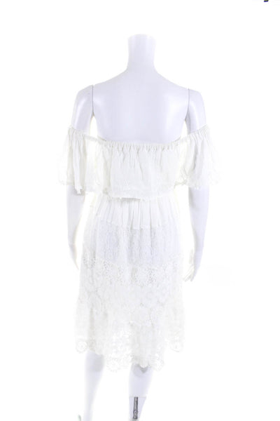 Anjuna Womens Cotton Off the Shoulder Lace Maxi Dress White Size M