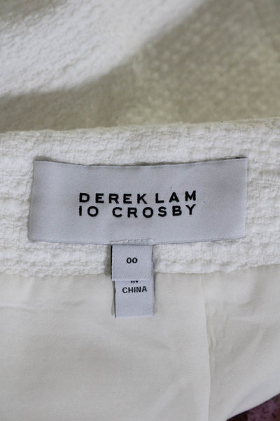 10 Crosby Derek Lam Womens Tweed A Line Mini Skirt White Cotton Size 00