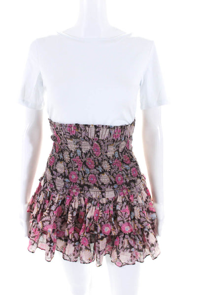 Etoile Isabel Marant Womens Floral Print Tiered Naomi Skirt Brown Pink Size EUR