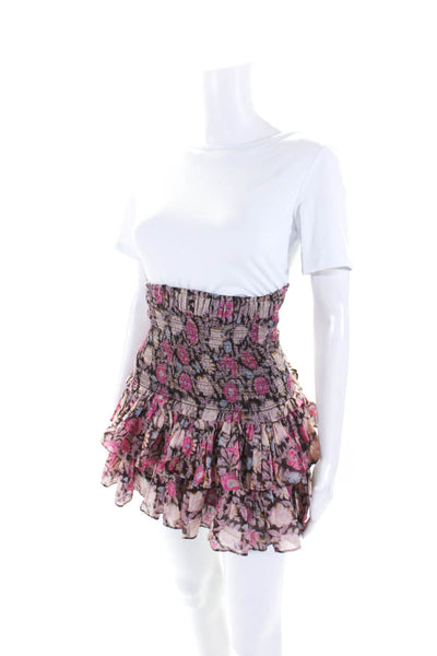 Etoile Isabel Marant Womens Floral Print Tiered Naomi Skirt Brown Pink Size EUR