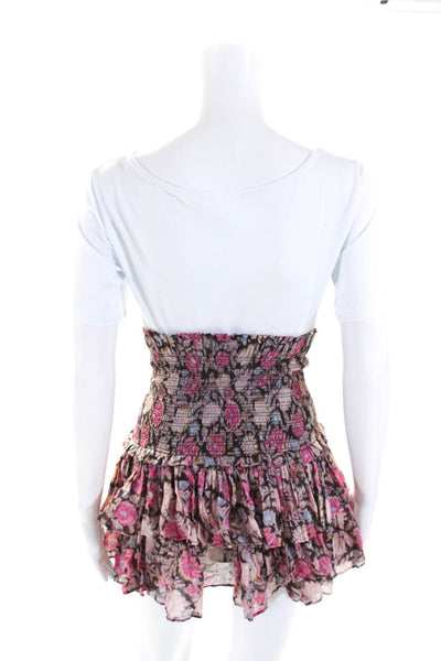 Etoile Isabel Marant Womens Floral Print Tiered Naomi Skirt Brown Pink Size EUR