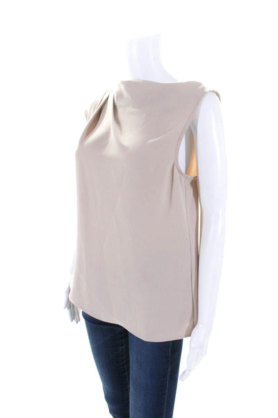 Trina Turk Womens Beige Drape Neck Sleeveless Blouse Top Size M