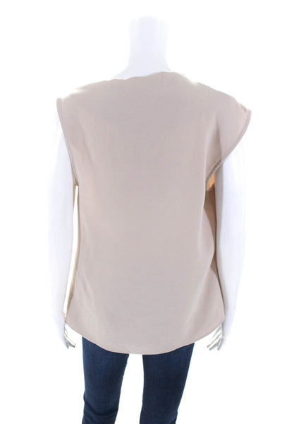 Trina Turk Womens Beige Drape Neck Sleeveless Blouse Top Size M