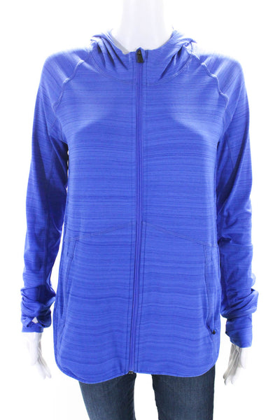 Athleta Womens Blue Full Zip Long Sleeve Hooded Active Track Jacket Size S