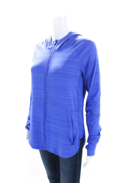 Athleta Womens Blue Full Zip Long Sleeve Hooded Active Track Jacket Size S