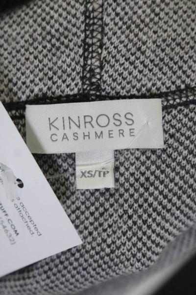 Kinross Cashmere Womens Gray Printed Open Front Hood Cardigan Sweater Top SizeXS