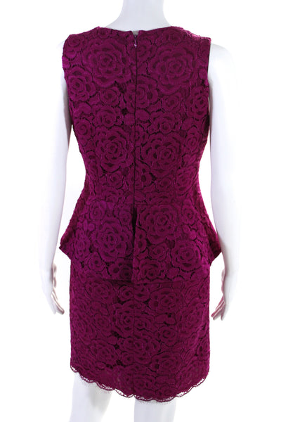 Cynthia Steffe Womens Sleeveless Crew Neck Lace Sheath Dress Purple Size 6