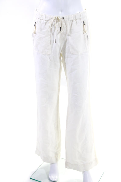 Joie Womens Linen Drawstring Waist Wide Leg Pants White Size Extra Small