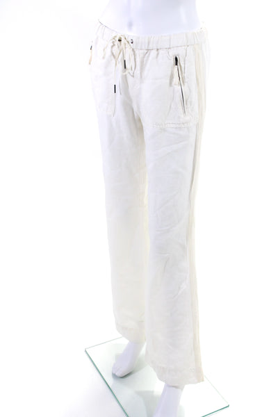 Joie Womens Linen Drawstring Waist Wide Leg Pants White Size Extra Small