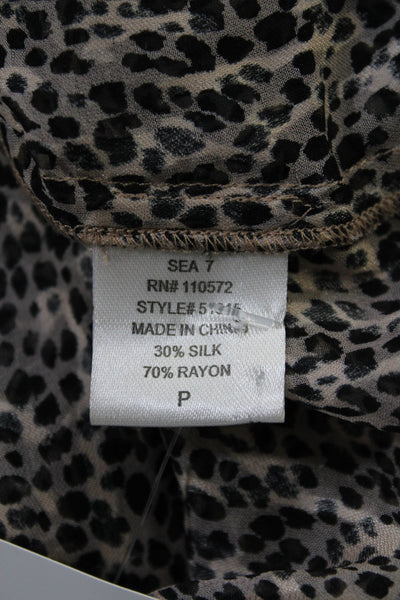 Twelfth Street by Cynthia Vincent Womens Animal Print Shirt Brown Size Petite