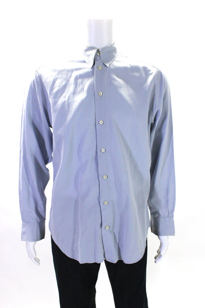 Emporio Armani Mens Long Sleeves Button Down Dress Shirt Blue Cotton Size 15.5 3