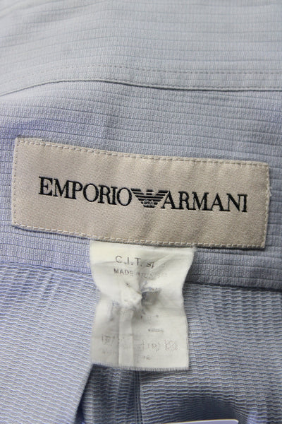 Emporio Armani Mens Long Sleeves Button Down Dress Shirt Blue Cotton Size 15.5 3