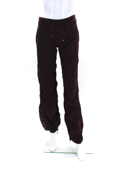 Lululemon Womens Maroon Striped Drawstring Cuff Ankle Jogger Pants Size 4