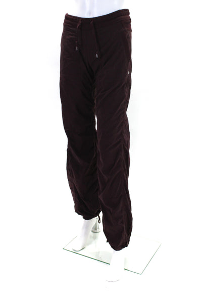 Lululemon Womens Maroon Striped Drawstring Cuff Ankle Jogger Pants Size 4