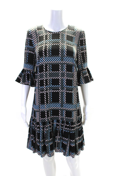 Markus Lupfer Womens Geometric Print A Line Dress Black Multi Colored Size Small