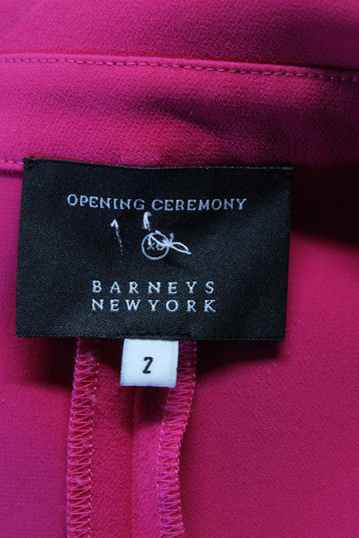 Opening Ceremony Barneys New York Womens Short Sleeves Pleated Dress Pink Size 2