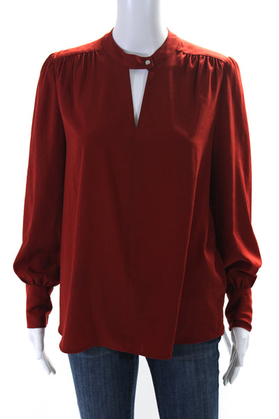 1. State Womens Long Sleeve Keyhole Lightweight Shirt Red Size Small