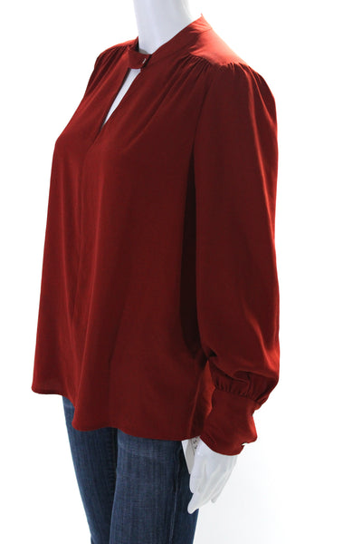 1. State Womens Long Sleeve Keyhole Lightweight Shirt Red Size Small