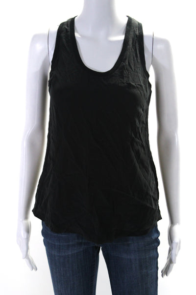 Joie Womens Lightweight Scoop Neck Silk Pocket Tank Top Black Size 2XS