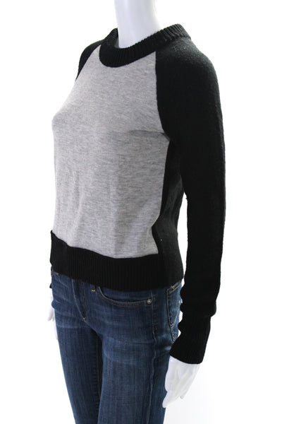 Rag & Bone Jean Womens Back Zip Crew Neck Sweater Gray Black Wool Size XS