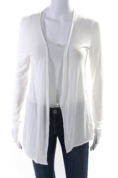 Majestic Filatures Womens Long Sleeve Open Front Cardigan Sweater White Size 2