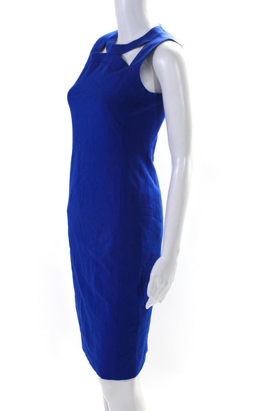 Akris Punto Womens Back Zip Sleeveless Cut Out Sheath Dress Blue Size 2