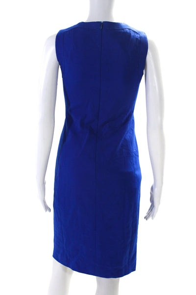 Akris Punto Womens Back Zip Sleeveless Cut Out Sheath Dress Blue Size 2