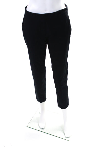 Theory Womens Elastic Waistband High Rise Straight Leg Pants Black Cotton Size 6