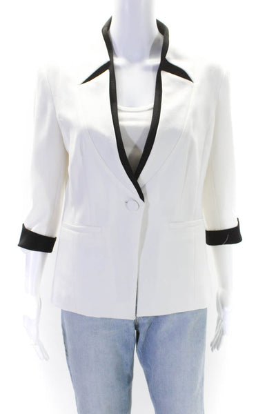 Alberto Makali Womens Colorblock Darted Buttoned 3/4 Sleeve Blazer White Size 6