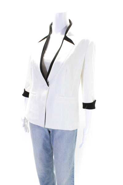 Alberto Makali Womens Colorblock Darted Buttoned 3/4 Sleeve Blazer White Size 6