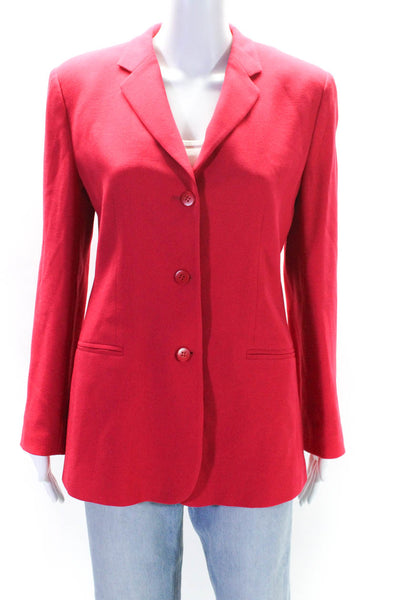 Armani Collezioni Womens Wool Darted Buttoned Collared Blazer Jackte Red Size 8