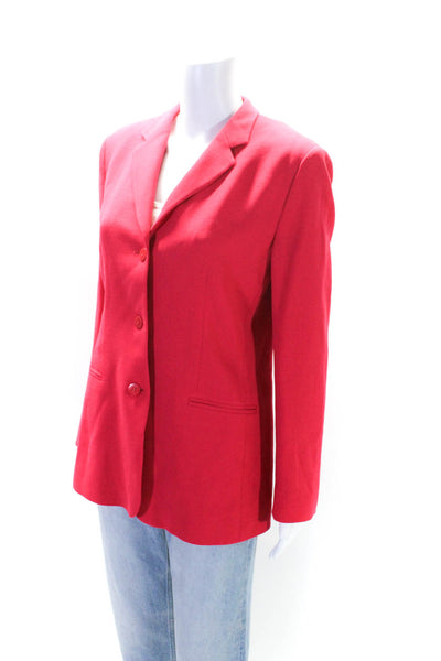 Armani Collezioni Womens Wool Darted Buttoned Collared Blazer Jackte Red Size 8