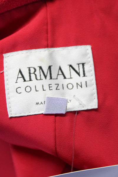 Armani Collezioni Womens Wool Darted Buttoned Collared Blazer Jackte Red Size 8